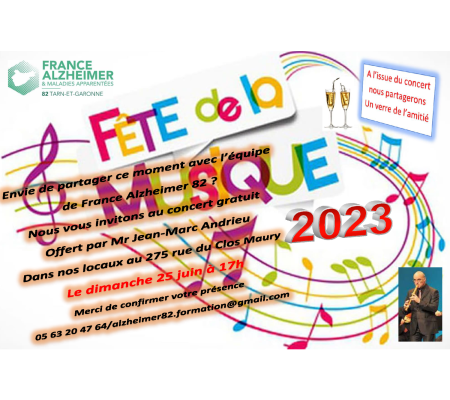 Fête de la musique dimanche 25 juin 2023, France Alzheimer 82
